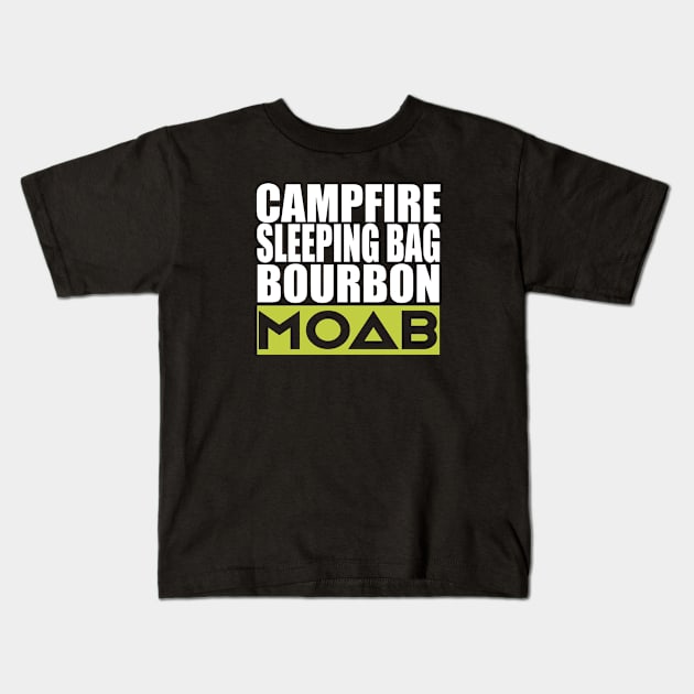 Campfire, Sleeping Bag, Bourbon, Moab Kids T-Shirt by esskay1000